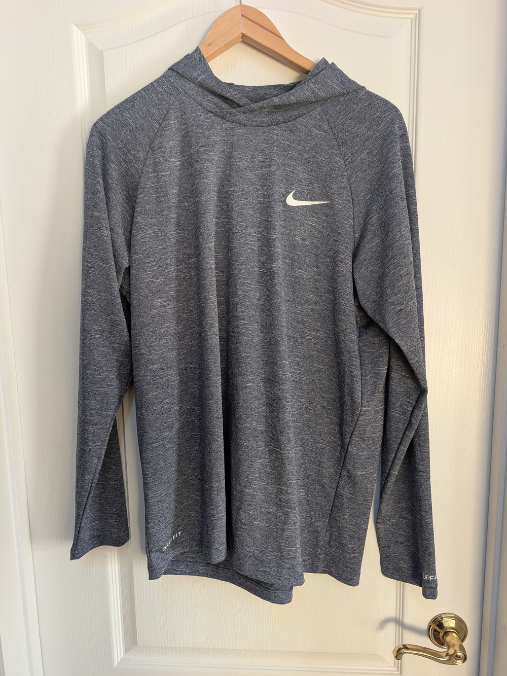 Nike Swim Men’s L Dri-FIT UPF 40+ Hooded Sun Shirt Blue Gray